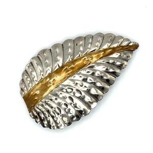 Vintage Leaf Scarf Clip Silver Plated Copper boho Accessory Women Belt‎ Buckle